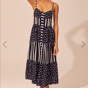 Solid and Striped Button up Tired Dress NWT